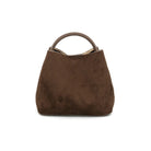 Chocolate Brown Faux Suede Mini Bucket Bag with Round Top Handl - Anderson Ave boutique