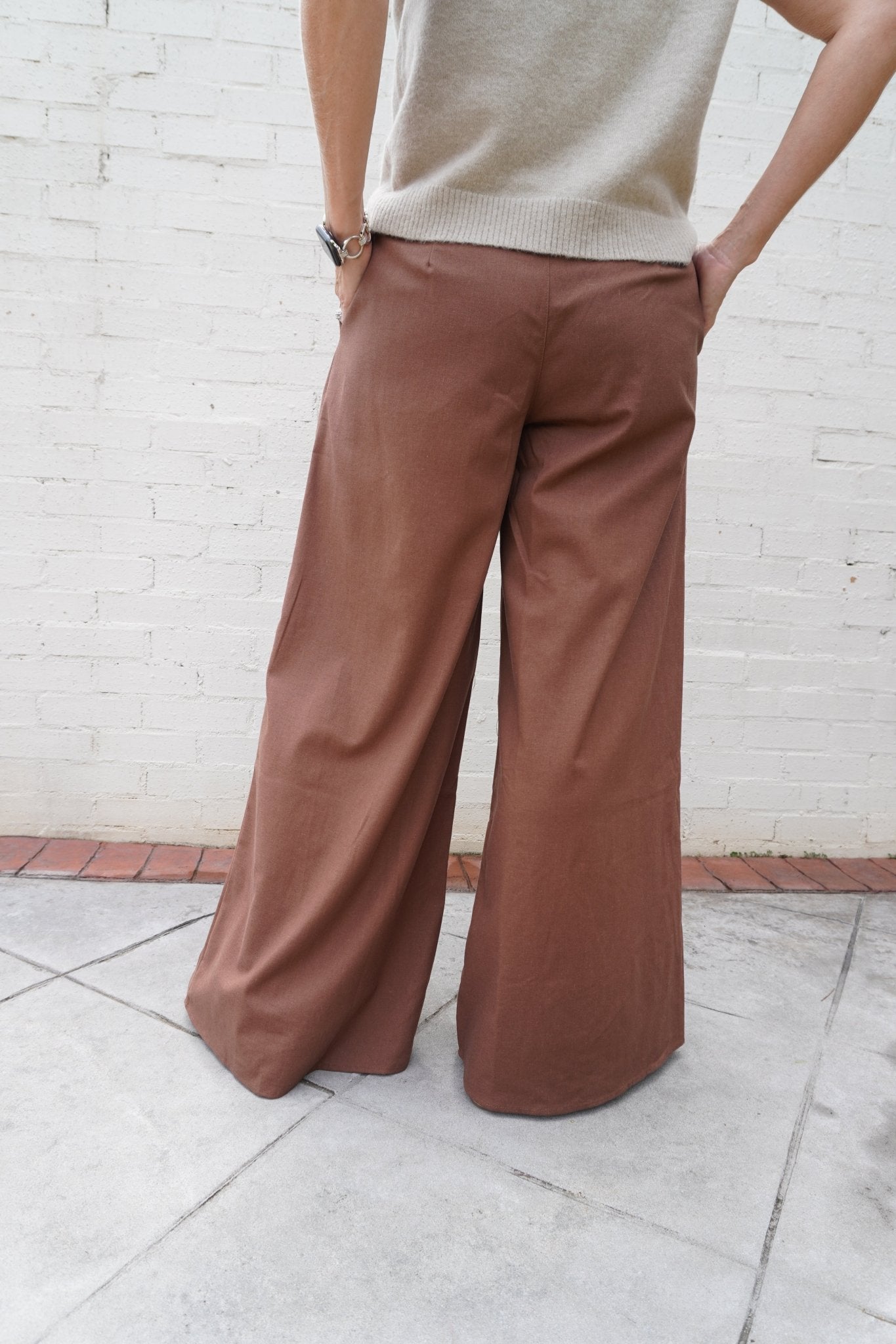 Chocolate Brown High Waist Wide Leg Pants - Anderson Ave boutique