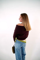 Chocolate Brown Off-Shoulder Sweater - Anderson Ave boutique
