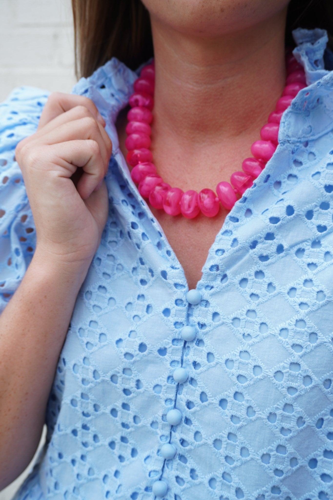 Chunky Beaded Necklace- Hot Pink - Anderson Ave boutique