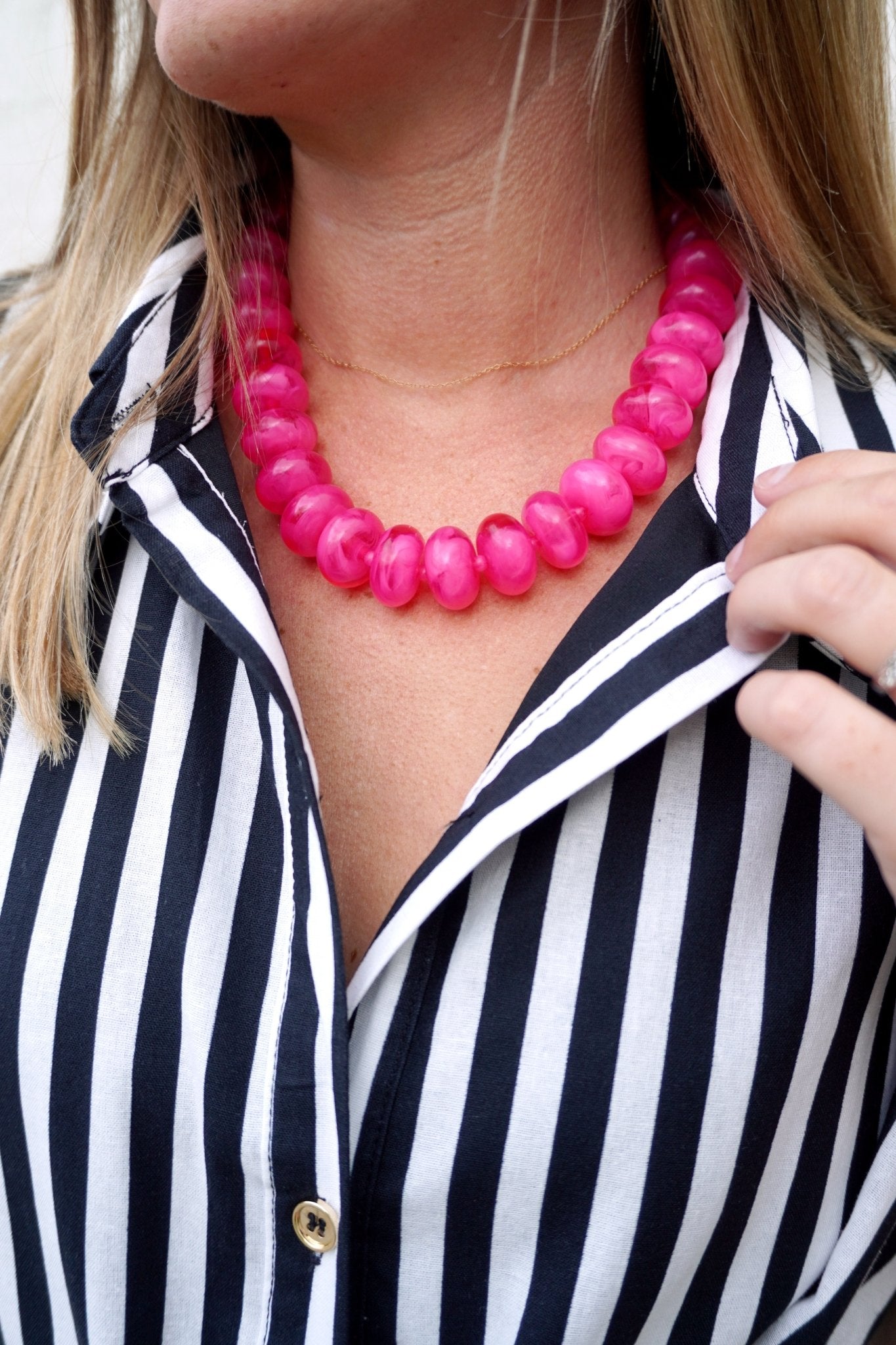 Chunky Beaded Necklace- Hot Pink - Anderson Ave boutique