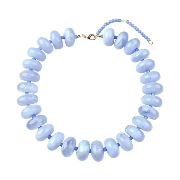 Chunky Beaded Necklace- Light Blue - Anderson Ave boutique