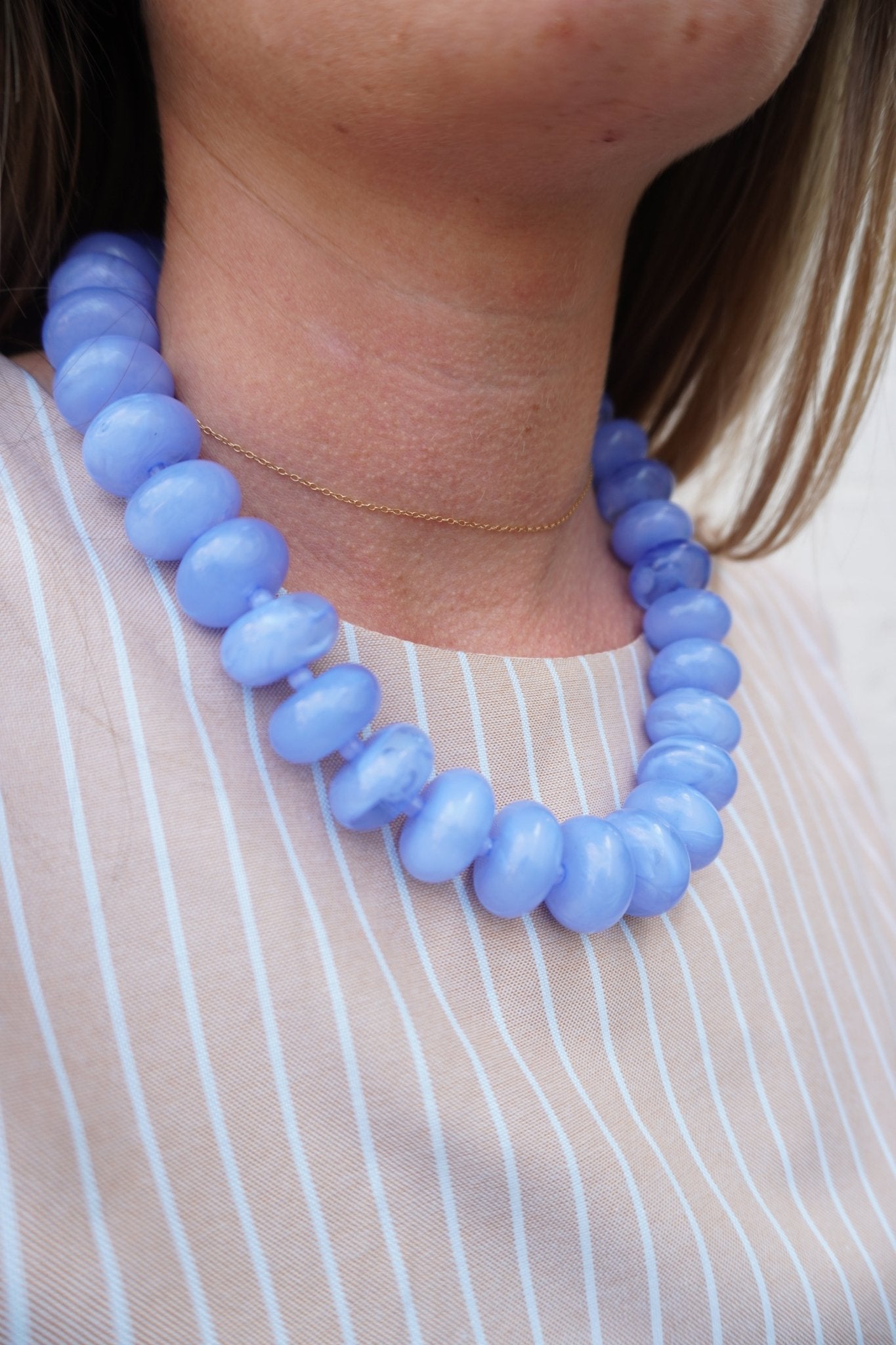 Chunky Beaded Necklace- Light Blue - Anderson Ave boutique