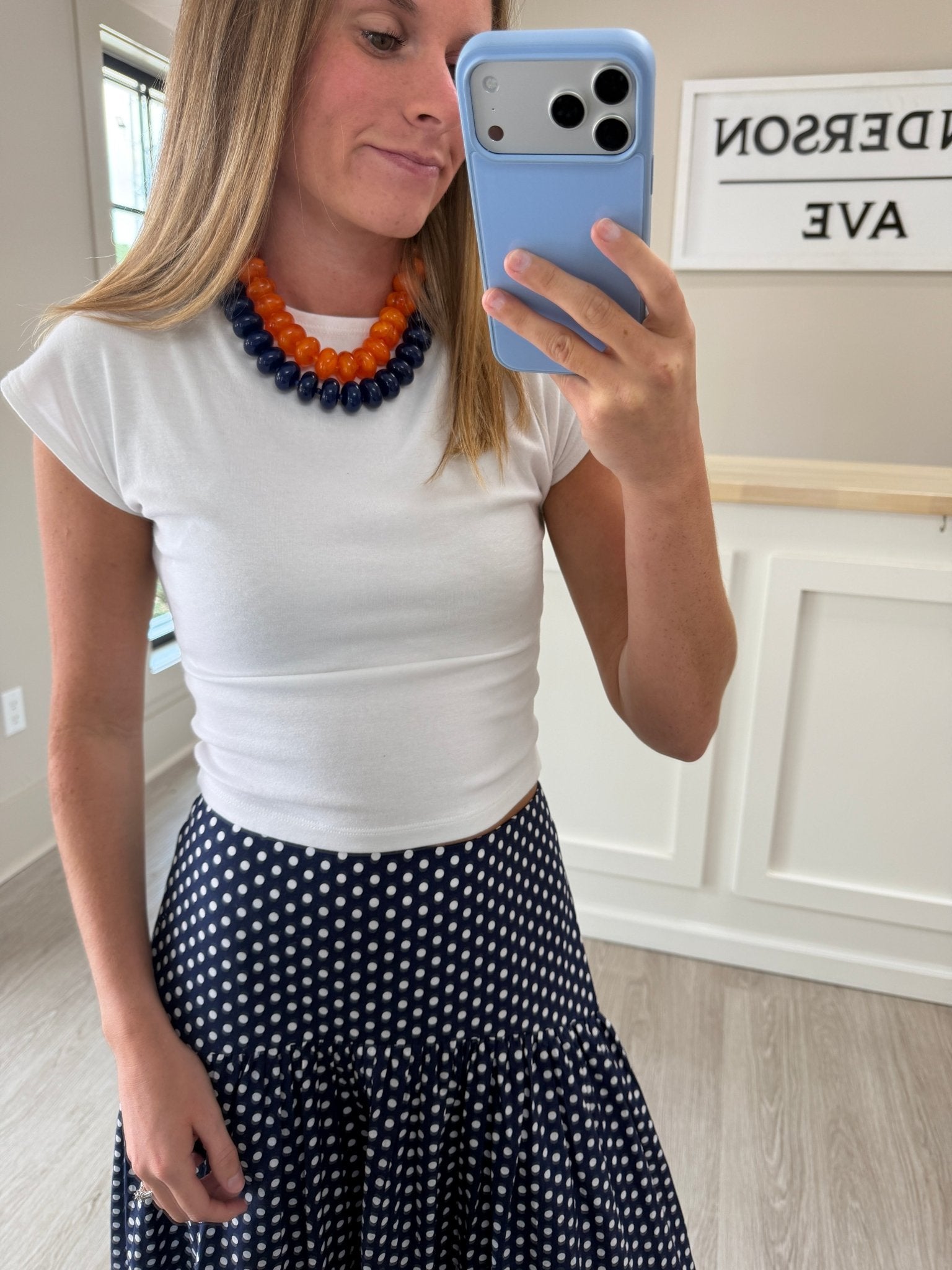 Chunky Beaded Necklace- Navy - Anderson Ave boutique