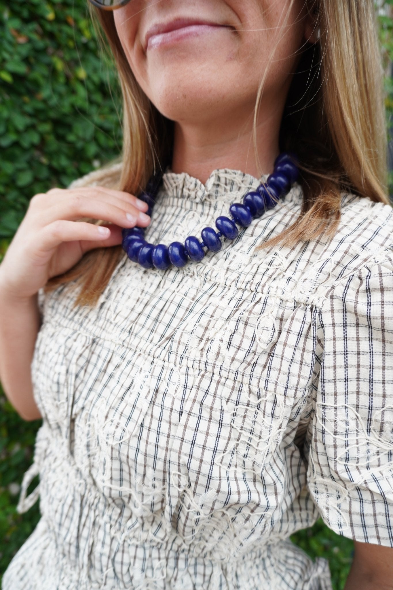 Chunky Beaded Necklace- Navy - Anderson Ave boutique