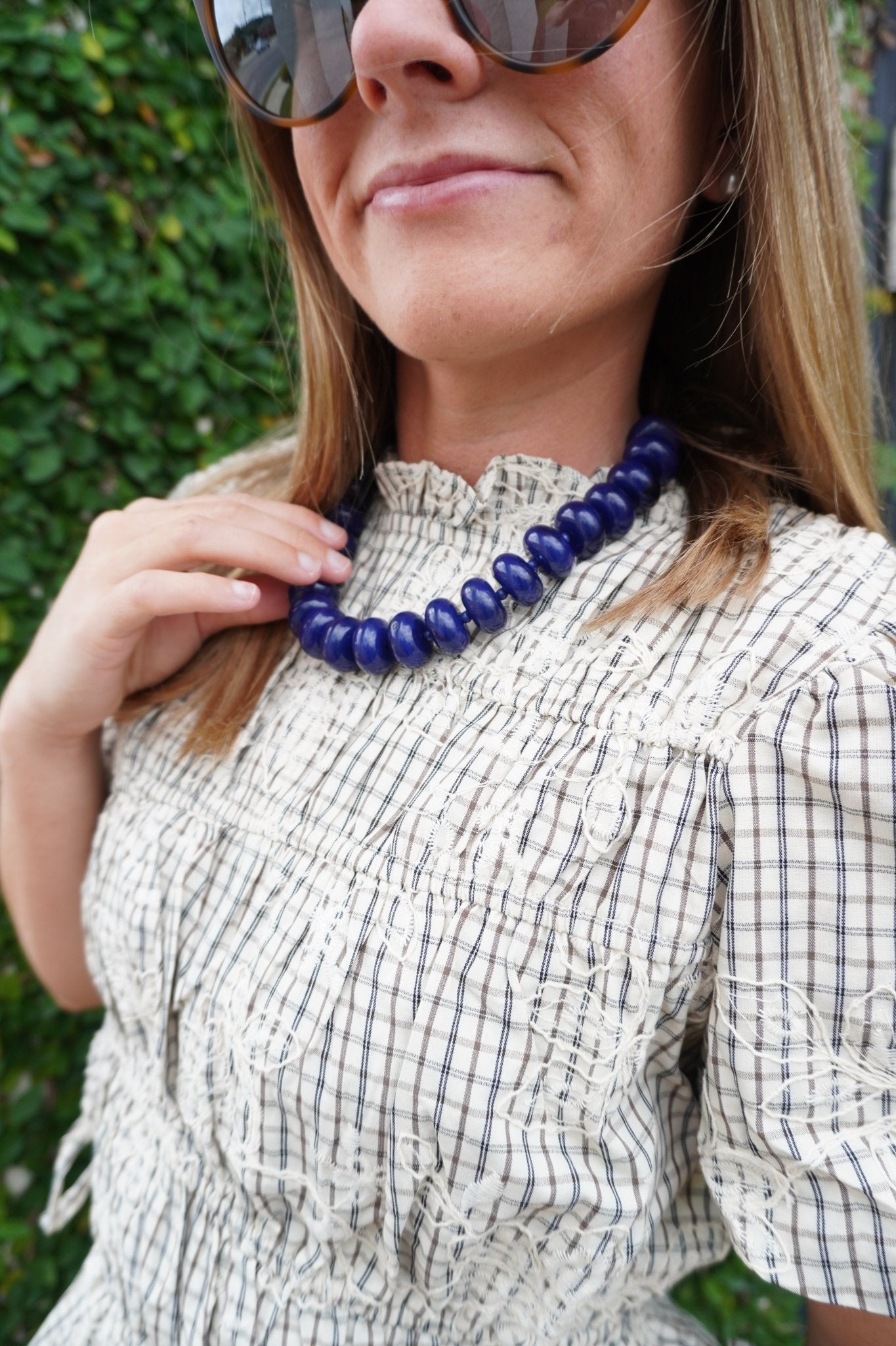 Chunky Beaded Necklace- Navy - Anderson Ave boutique
