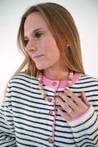 Chunky Blush and Taupe Marbled Beaded Collar Necklace - Anderson Ave boutique