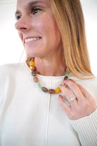 Chunky Multicolor Marbled Beaded Necklace with Gold Accents - Anderson Ave boutique