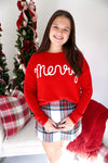 Classic Merry Holiday Knit Sweater - Red - Anderson Ave boutique