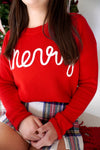 Classic Merry Holiday Knit Sweater - Red - Anderson Ave boutique