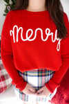 Classic Merry Holiday Knit Sweater - Red - Anderson Ave boutique