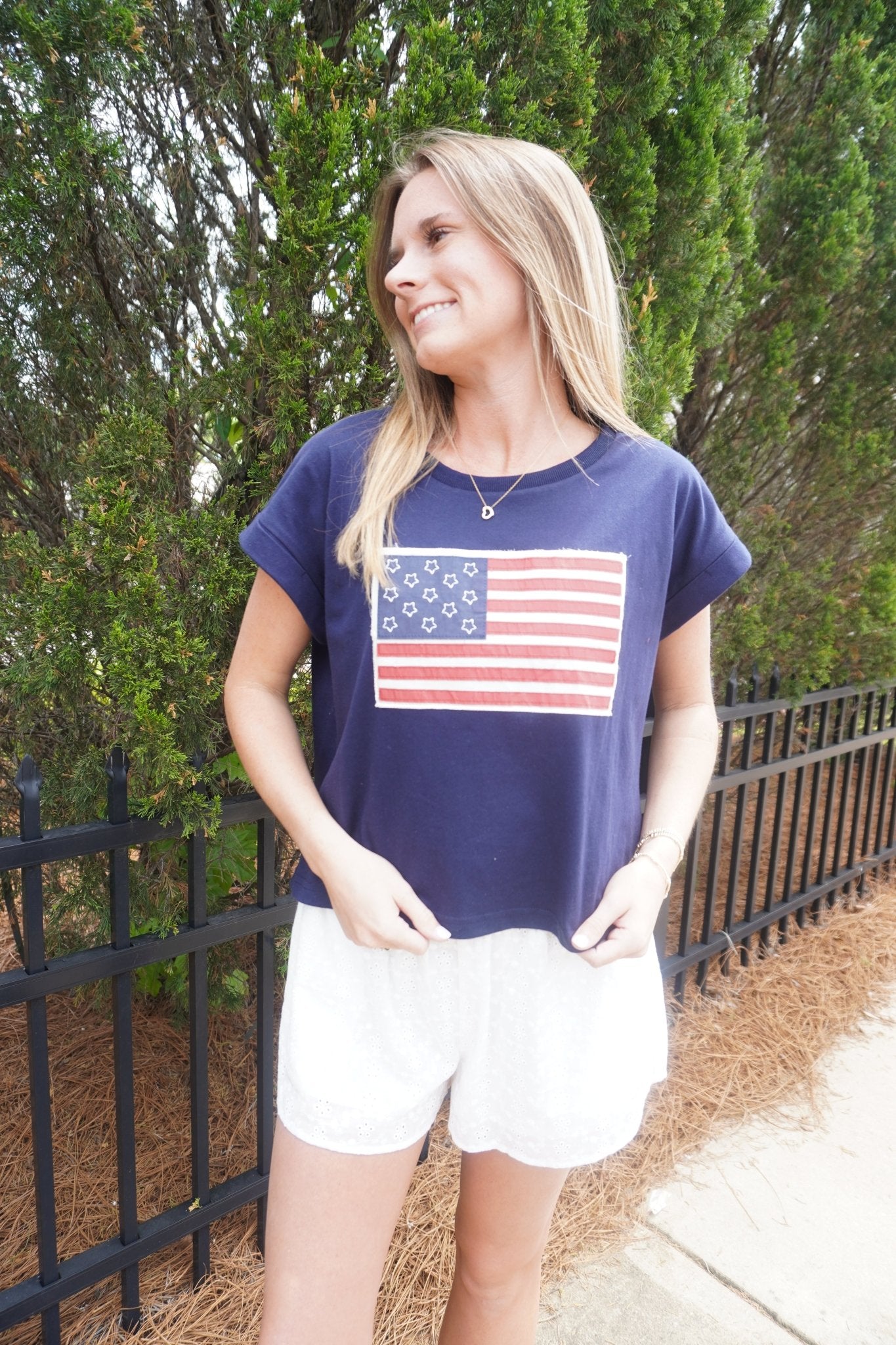 Classic Navy American Flag Tee - Anderson Ave boutique