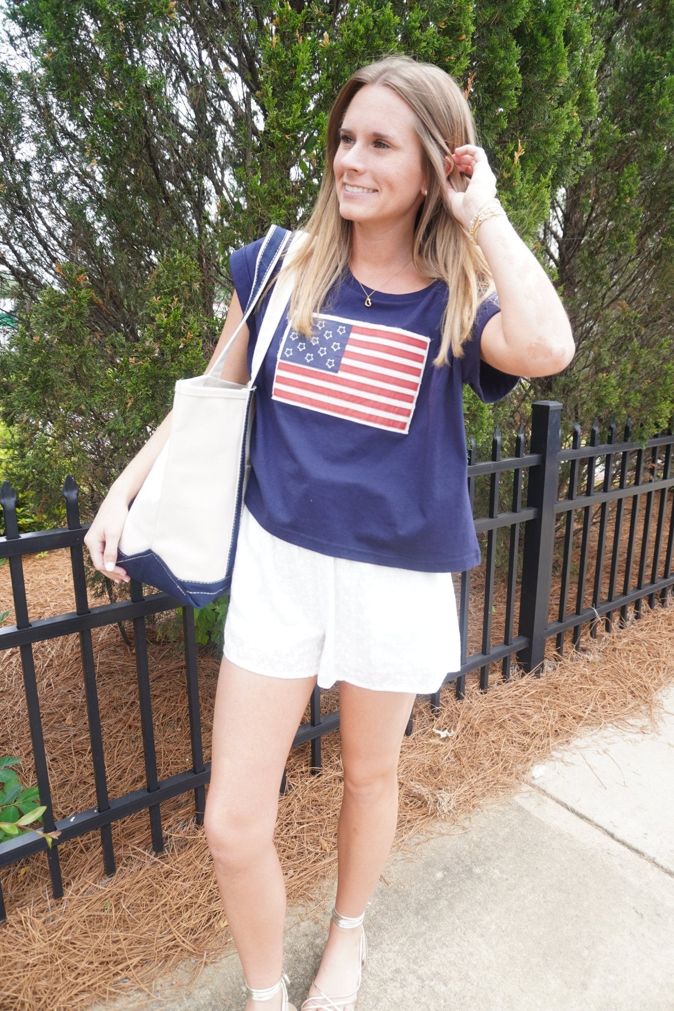 Classic Navy American Flag Tee - Anderson Ave boutique