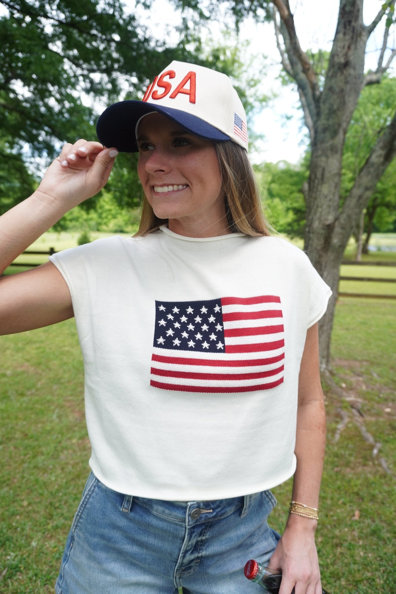 Classic USA Retro Patriotic Hat – Vintage Red, White & Blue - Anderson Ave boutique