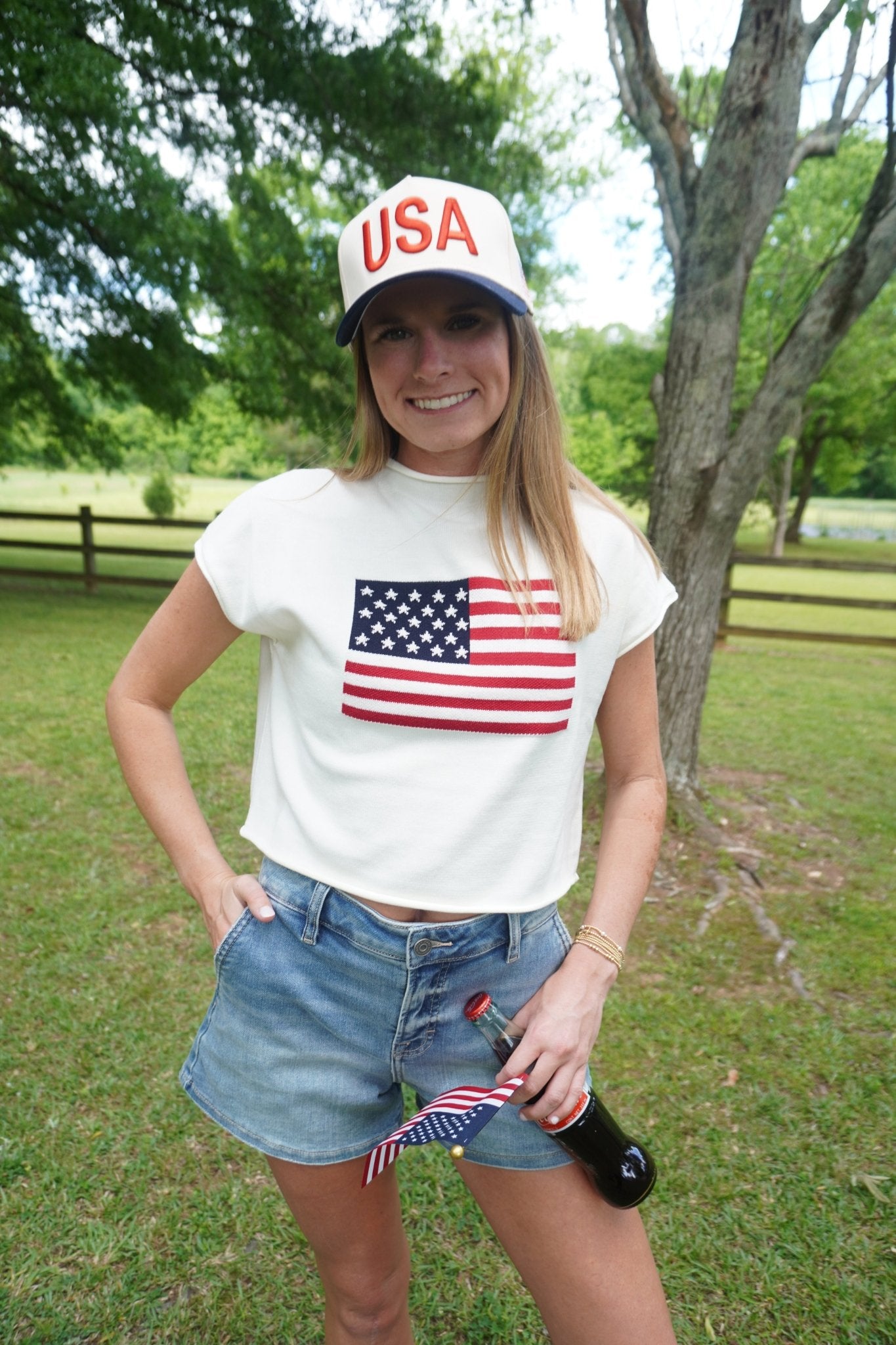Classic USA Retro Patriotic Hat – Vintage Red, White & Blue - Anderson Ave boutique
