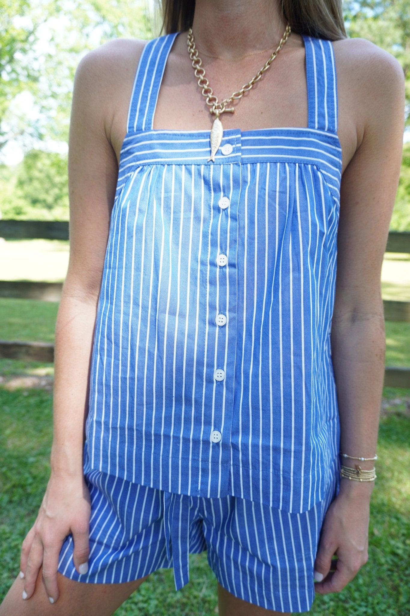 Coastal Stripe Set - Cobalt Blue / White - Anderson Ave boutique