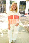 Coral Crush Ruffle Hem Colorblock Top - Anderson Ave boutique