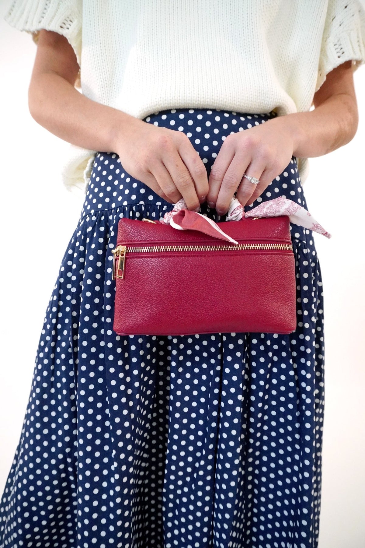 Cranberry Red Pebbled Crossbody Clutch - Anderson Ave boutique