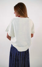 Cream Eyelet Short Sleeve Sweater Top - Anderson Ave boutique