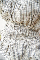 Cream Plaid Floral Embroidered Peplum Top - Anderson Ave boutique