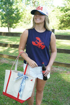 Cream / Red Heavyweight Canvas Boat Tote – Medium Size - Anderson Ave boutique