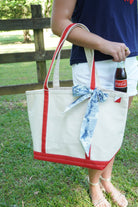 Cream / Red Heavyweight Canvas Boat Tote – Medium Size - Anderson Ave boutique