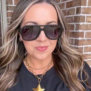 Cruz - Unisex Aviator Sunglasses – Polarized Hair - Friendly - Black - Anderson Ave boutique