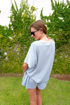 Denim Blue & Taupe Striped Lounge Set - Anderson Ave boutique