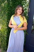 Dusty Blue Smocked Midi Dress - Anderson Ave boutique