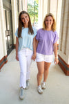 Easy Basic – Lavender Elastic Sleeve Tee - Anderson Ave boutique
