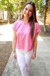 Easy Basic – Pink Elastic Sleeve Tee - Anderson Ave boutique
