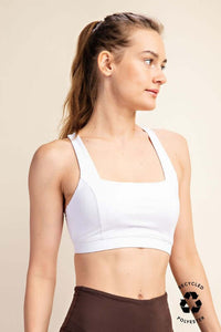 EcoFlex Square - Neck Sports Bra – White - Anderson Ave boutique