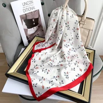 Elegant Floral Print Silky Square Bandana Scarf - Anderson Ave boutique