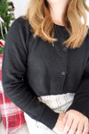 Ella Charcoal Button Front Cardigan Sweater - Black - Anderson Ave boutique