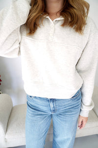 Ella Heather Gray Button - Front Cozy Fleece Sweatshirt – Soft Winter Pullover - Anderson Ave boutique