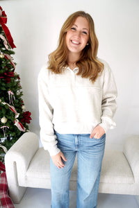 Ella Heather Gray Button - Front Cozy Fleece Sweatshirt – Soft Winter Pullover - Anderson Ave boutique