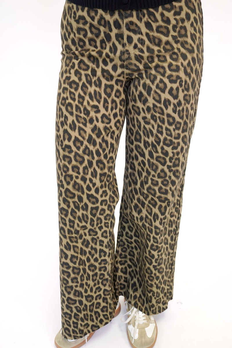 Ella Leopard Pattern Wide - Leg Jeans - Anderson Ave boutique