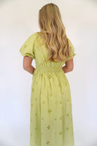 Elowen Eyelet Lace Smocked Midi Dress – Breathable Cotton Puff Sleeve - Anderson Ave boutique