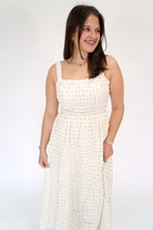Elowen Floral Lace Trim Square Neck Midi Dress - Anderson Ave boutique