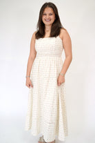 Elowen Floral Lace Trim Square Neck Midi Dress - Anderson Ave boutique