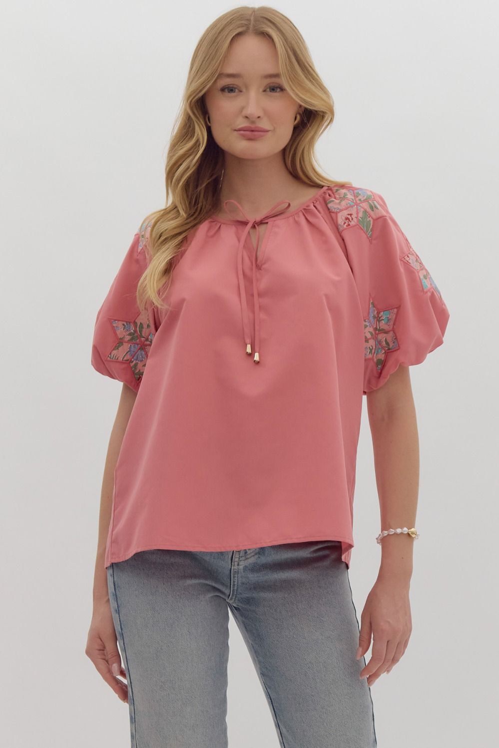 Shelby Puff Sleeve Top - Pink