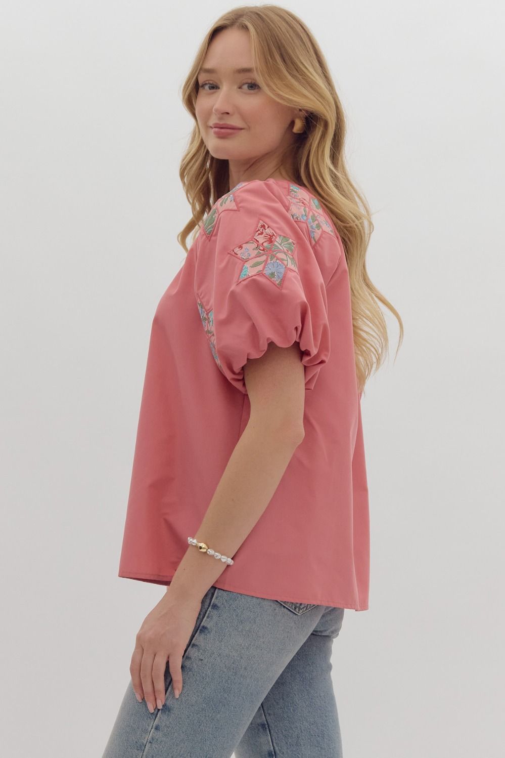 Shelby Puff Sleeve Top - Pink