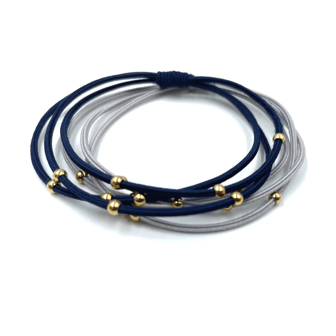 Erin Gray Single Water Pony 3MM Gold Waterproof Hair Band in Navy