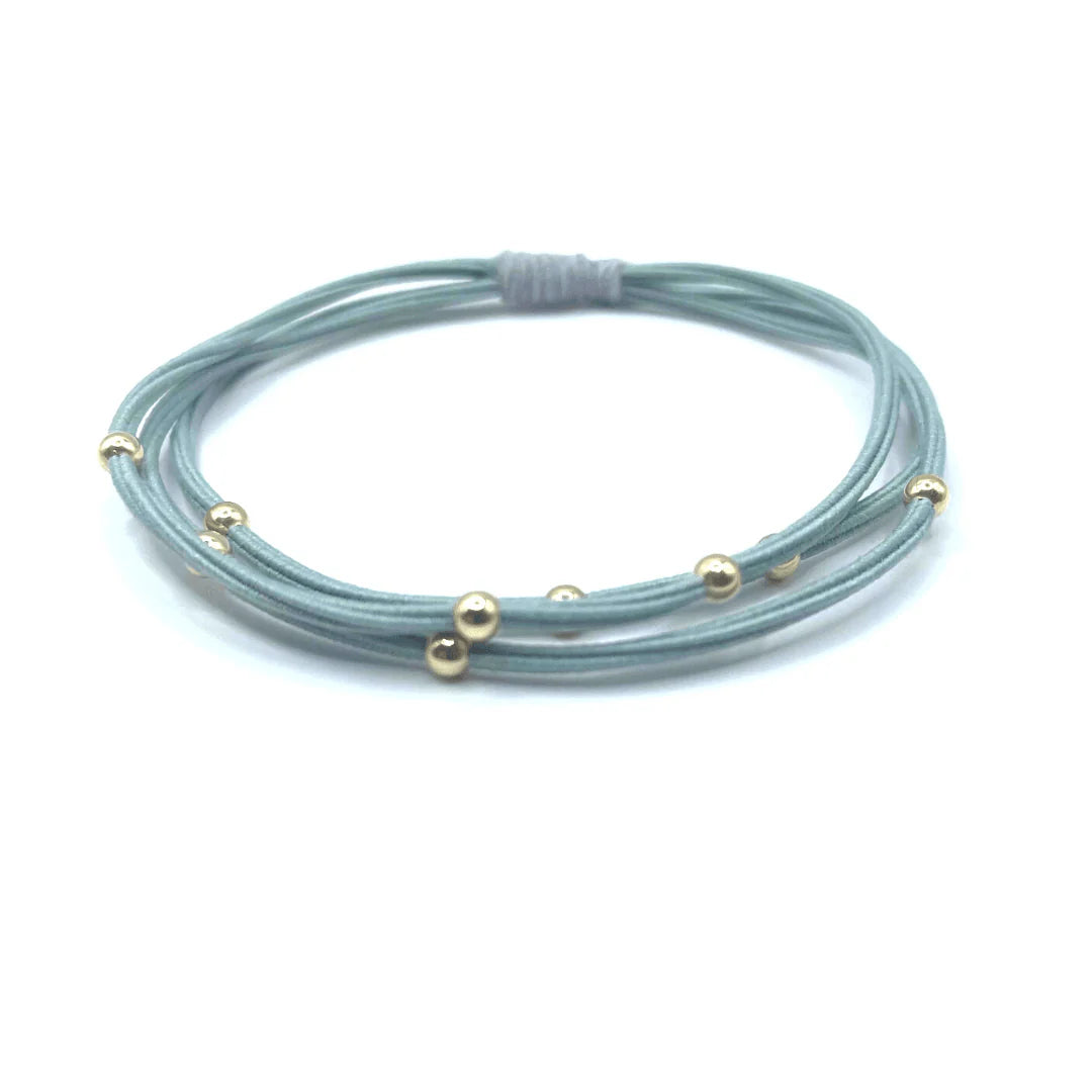 Erin Gray Single Water Pony 3MM Gold Waterproof Hair Band in Green / Gray