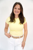 Essential Ribbed Crew Neck Tee - Butter Yellow - Anderson Ave boutique