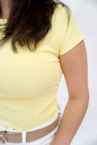 Essential Ribbed Crew Neck Tee - Butter Yellow - Anderson Ave boutique