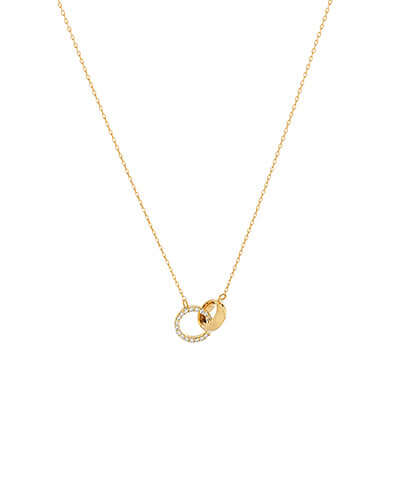 "Eternal Spark" Interlocking Circle Necklace – Gold with Crystal Accents - Anderson Ave boutique