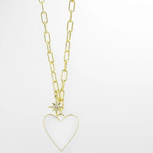 Heart / Star Necklace - White