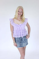 Fields Ruffle Top - Lavender - Anderson Ave boutique