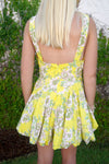 Floral Bubble Hem Mini Dress - Yellow - Anderson Ave boutique